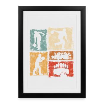 Quilles Skittles Vintage Graphique pour les Bowlers - Affiche encadrée (27 × 37 cm) - noir - Devant