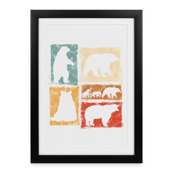 Bears Perspectives Retro Animal Print - Framed poster (27 × 37 cm) - black - Front