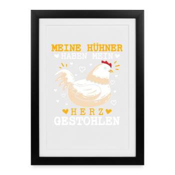 Hühnerflüsterer Huhn Hühnerhalter Hühner - Gerahmtes Poster (27 × 37 cm) - Schwarz - Vorne