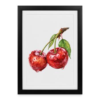cerise - Affiche encadrée (27 × 37 cm) - noir - Devant