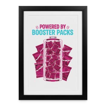 Powered By Booster Packs Trading Card Collector - Framed poster (27 × 37 cm) - black - Front