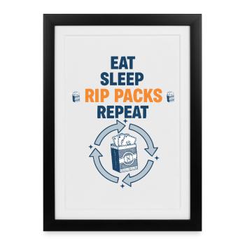 Pack de Riche Manger Sommeil Booster de cartes à collectionner répété - Affiche encadrée (27 × 37 cm) - noir - Devant