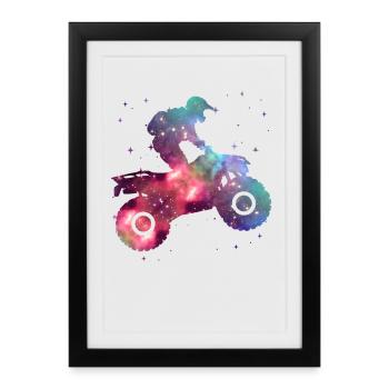Quad ATV Spatiaux Conducteur de quad Enfants Hommes Garçons - Affiche encadrée (27 × 37 cm) - noir - Devant