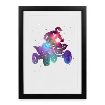 Quad ATV Space Quad Driver Kids Boys Offroad - Framed poster (27 × 37 cm) - black - Front