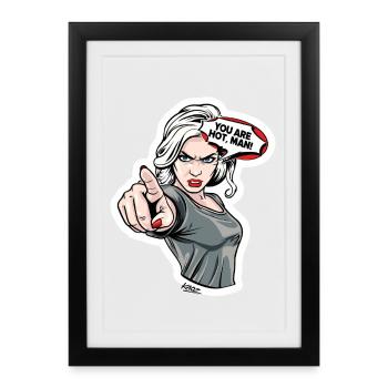 Comic Fierce Femme Pointing - Framed poster (27 × 37 cm) - black - Front