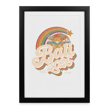 Bali 2026 Retro Sunset Beach - Framed poster (27 × 37 cm) - black - Front