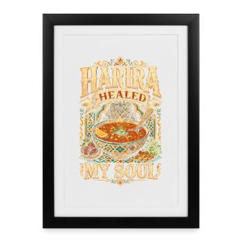 Le Maroc marocain Harira a guéri mon âme - Affiche encadrée (27 × 37 cm) - noir - Devant