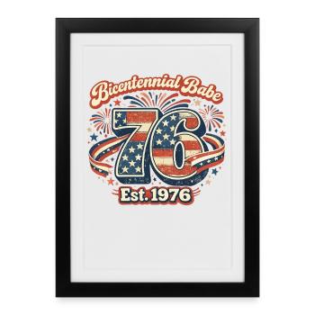 Bicentennial Babe Est 1976 USA Retro Design - Framed poster (27 × 37 cm) - black - Front