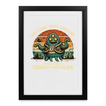 Cosmic Space Creature Alien Retro Design - Framed poster (27 × 37 cm) - black - Front