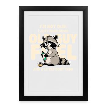Waschbär-Treibstoff-Meme-Tee - Gerahmtes Poster (27 × 37 cm) - Schwarz - Vorne