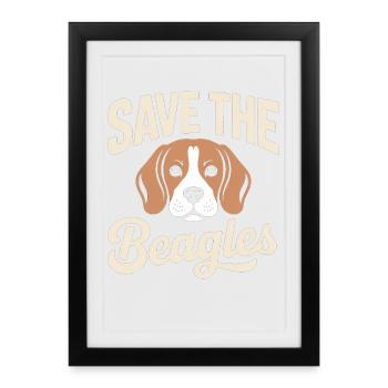 Save the Beagles Beagle Face Tee - Framed poster (27 × 37 cm) - black - Front