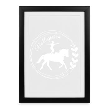 Voltigieren Stand: Volti Pferdesport Pflichtübung - Gerahmtes Poster (27 × 37 cm) - Schwarz - Vorne