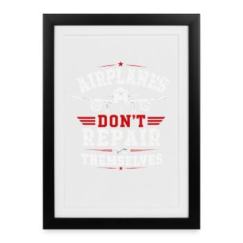 Mécanique d’aéronefs Technologie de maintenance Aviation - Affiche encadrée (27 × 37 cm) - noir - Devant