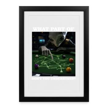Billiards Physics Alien Nerd Pool Player - Framed poster (27 × 37 cm) - black - Front