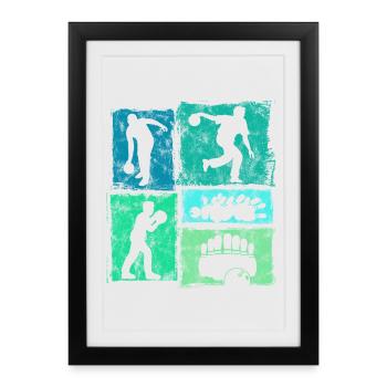Quilles Skittles Graphique rétro pour les joueurs de quilles - Affiche encadrée (27 × 37 cm) - noir - Devant