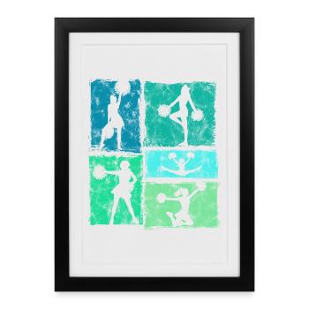 Cheer Squad Cheerleader Sport Retro Style - Framed poster (27 × 37 cm) - black - Front