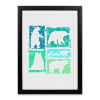 Bear Retro Graphic Vintage Animal Print - Framed poster (27 × 37 cm) - black - Front