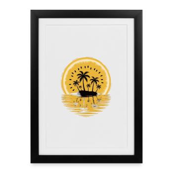 Sunny Island Palm Trees - Framed poster (27 × 37 cm) - black - Front