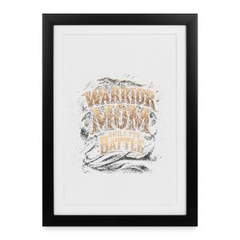Maman guerrière - Affiche encadrée (27 × 37 cm) - noir - Devant