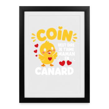Caneton Coeur Je t'aime Maman - Affiche encadrée (27 × 37 cm) - noir - Devant