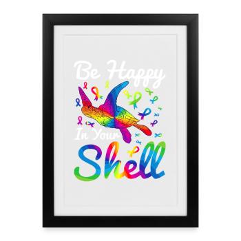 Autism Community Autism Turtle Colorful - Framed poster (27 × 37 cm) - black - Front