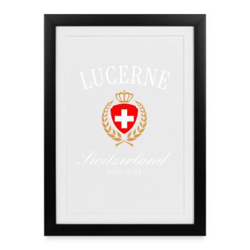 Couronne d’armoiries Lucerne Suisse – Souvenir de voyage - Affiche encadrée (27 × 37 cm) - noir - Devant