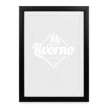 Livorno Toskana in Italien Retro Segelschiff - Gerahmtes Poster (27 × 37 cm) - Schwarz - Vorne