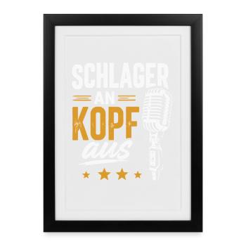 Schlager Mikrofon Revival Shirt - Gerahmtes Poster (27 × 37 cm) - Schwarz - Vorne