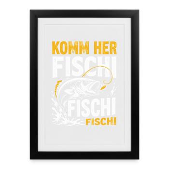 Come here fish fish fish - Framed poster (27 × 37 cm) - black - Front