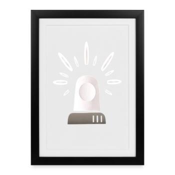 White Siren Warning Light - Framed poster (27 × 37 cm) - black - Front