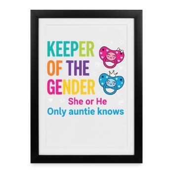 Gender Reveal Keeper Of The Gender Auntie Knows - Framed poster (27 × 37 cm) - black - Front