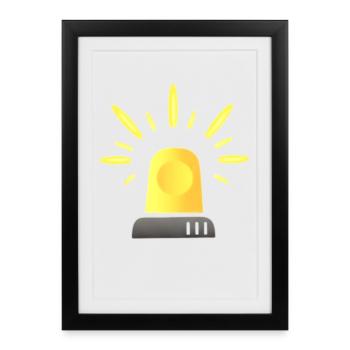 Yellow Siren Warning Light - Framed poster (27 × 37 cm) - black - Front