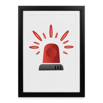 Lumière d’alerte de Sirène rouge - Affiche encadrée (27 × 37 cm) - noir - Devant