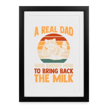 Papa raton laveur drôle revenu avec un panda déchet. - Affiche encadrée (27 × 37 cm) - noir - Devant