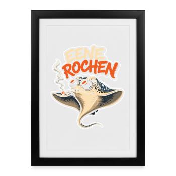 Manta with sunglasses and smoke - Framed poster (27 × 37 cm) - black - Front