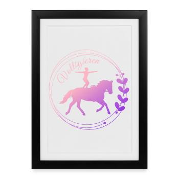 Voltigieren Stand: Volti Pferdesport Pflichtübung - Gerahmtes Poster (27 × 37 cm) - Schwarz - Vorne