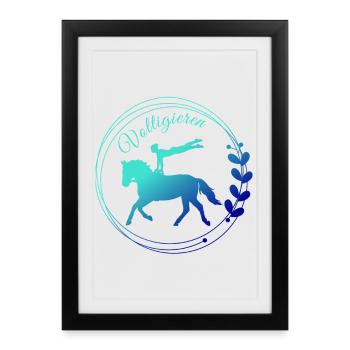 Voltigieren Flanke: Volti Pferdesport Pflichtübung - Gerahmtes Poster (27 × 37 cm) - Schwarz - Vorne