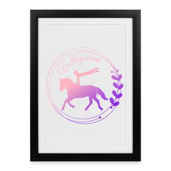 Voltigieren Flanke: Volti Pferdesport Pflichtübung - Gerahmtes Poster (27 × 37 cm) - Schwarz - Vorne