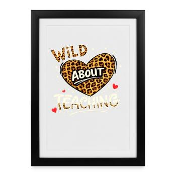 Enseignante Passionnée – Cœur Léopard Sauvage - Affiche encadrée (27 × 37 cm) - noir - Devant