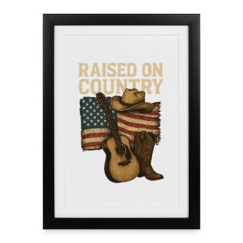 Raised On Country Western - Affiche encadrée (27 × 37 cm) - noir - Devant