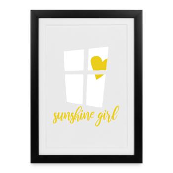 Window with Heart Sun - Sunshine girl - Framed poster (27 × 37 cm) - black - Front