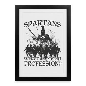 Roi guerrier spartiate Léonidas grec Ph - Affiche encadrée (27 × 37 cm) - noir - Devant
