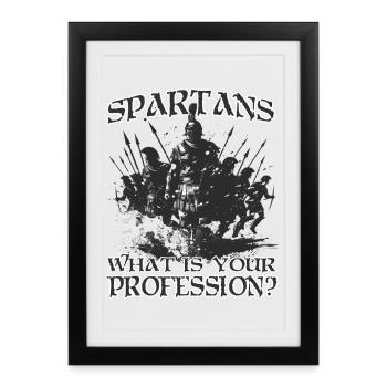 Spartan T Agoge Don du guerrier grec - Affiche encadrée (27 × 37 cm) - noir - Devant
