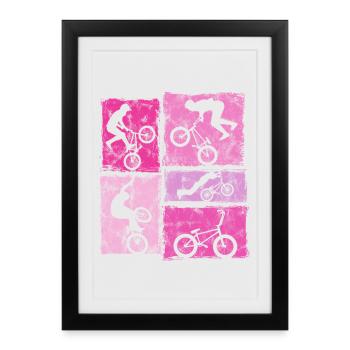BMX Bike Stunts in Retro Style for Women Girls - Framed poster (27 × 37 cm) - black - Front