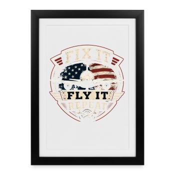 Professionnel en technologie aéronautique de maintenance aéronautique - Affiche encadrée (27 × 37 cm) - noir - Devant