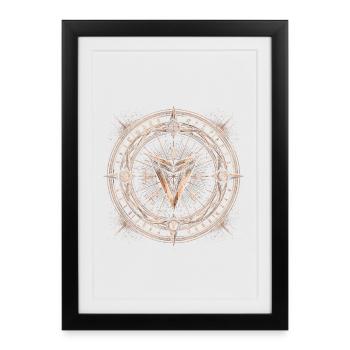 Runes de la Boussole Cosmique - Affiche encadrée (27 × 37 cm) - noir - Devant