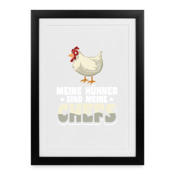 Hühnerflüsterer Huhn Hühnerhalter Hühner - Gerahmtes Poster (27 × 37 cm) - Schwarz - Vorne