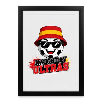 Partisans de football ultras du jour de match Espagne - Affiche encadrée (27 × 37 cm) - noir - Devant