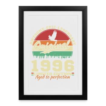 1996 Cadeau rétro vintage d’anniversaire 1996 - Affiche encadrée (27 × 37 cm) - noir - Devant