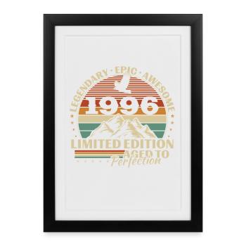 1996 Cadeau rétro vintage d’anniversaire 1996 - Affiche encadrée (27 × 37 cm) - noir - Devant